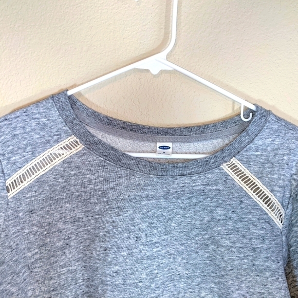 Lace Shoulder Heather Grey Relaxed Vintage Style NWOT - Picture 2 of 4